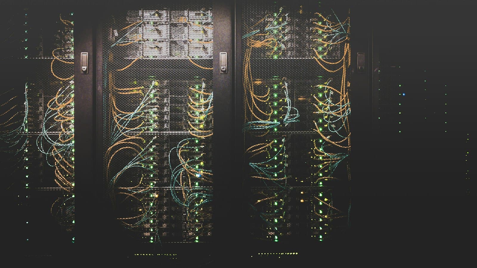 Fiber-optic lights suggesting network traffic